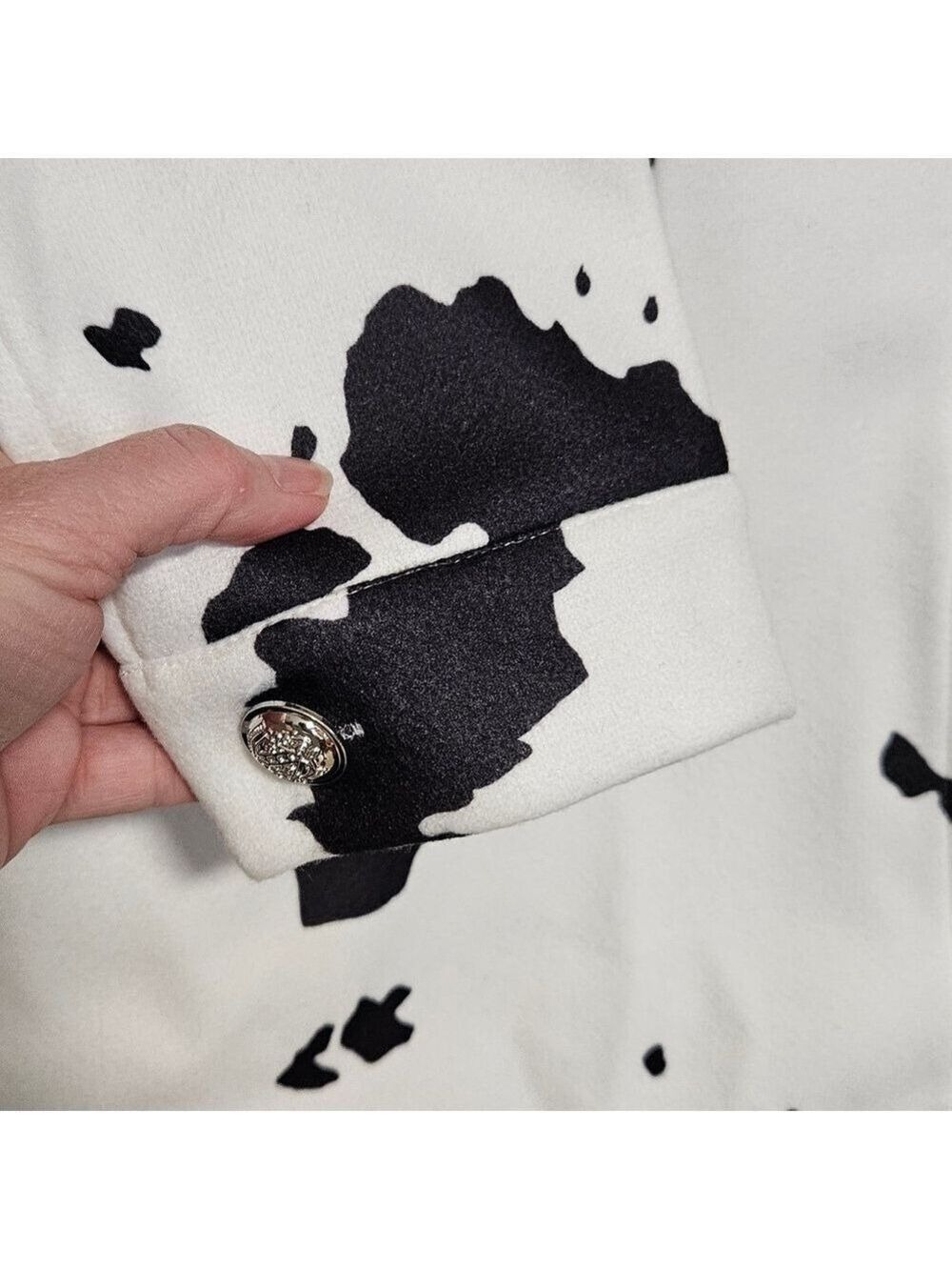 Western Black and White Cow Print Jacket Women's 2XL - Picture 4 of 7